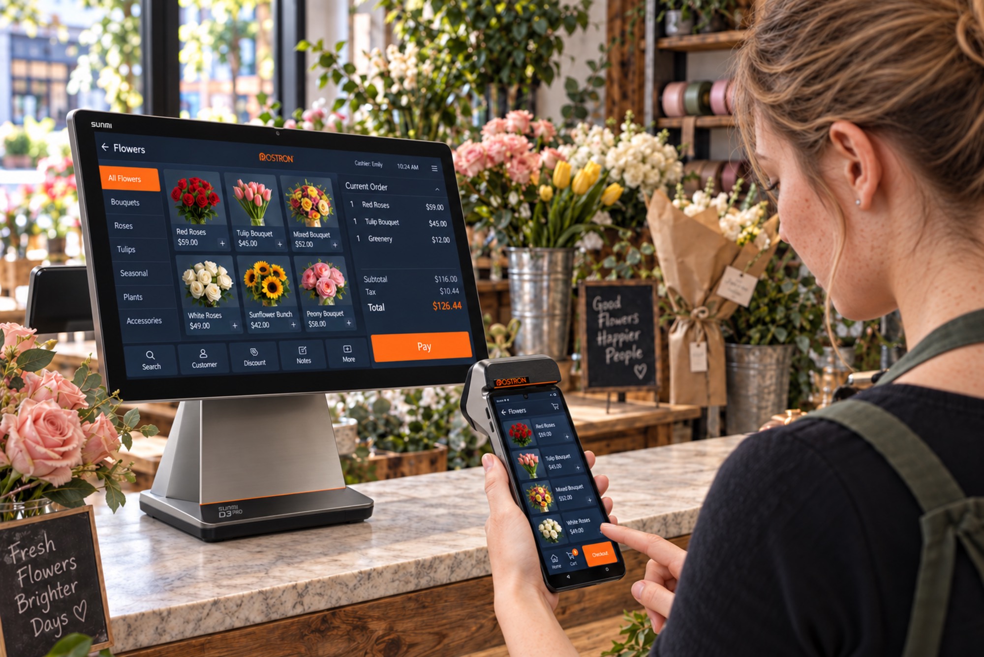 postron restaurant pos system wireless pos device and countertop pos station